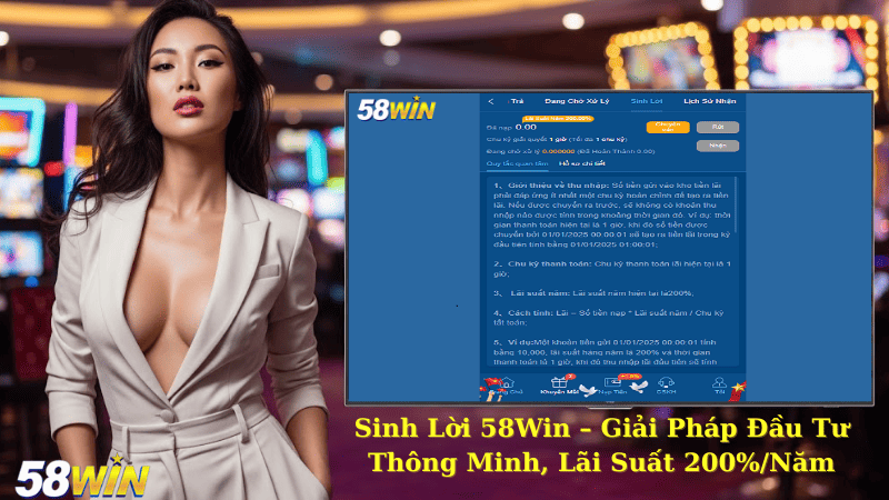 Sinh Lời 58Win – Giải Pháp Đầu Tư Thông Minh, Lãi Suất 200%/Năm
